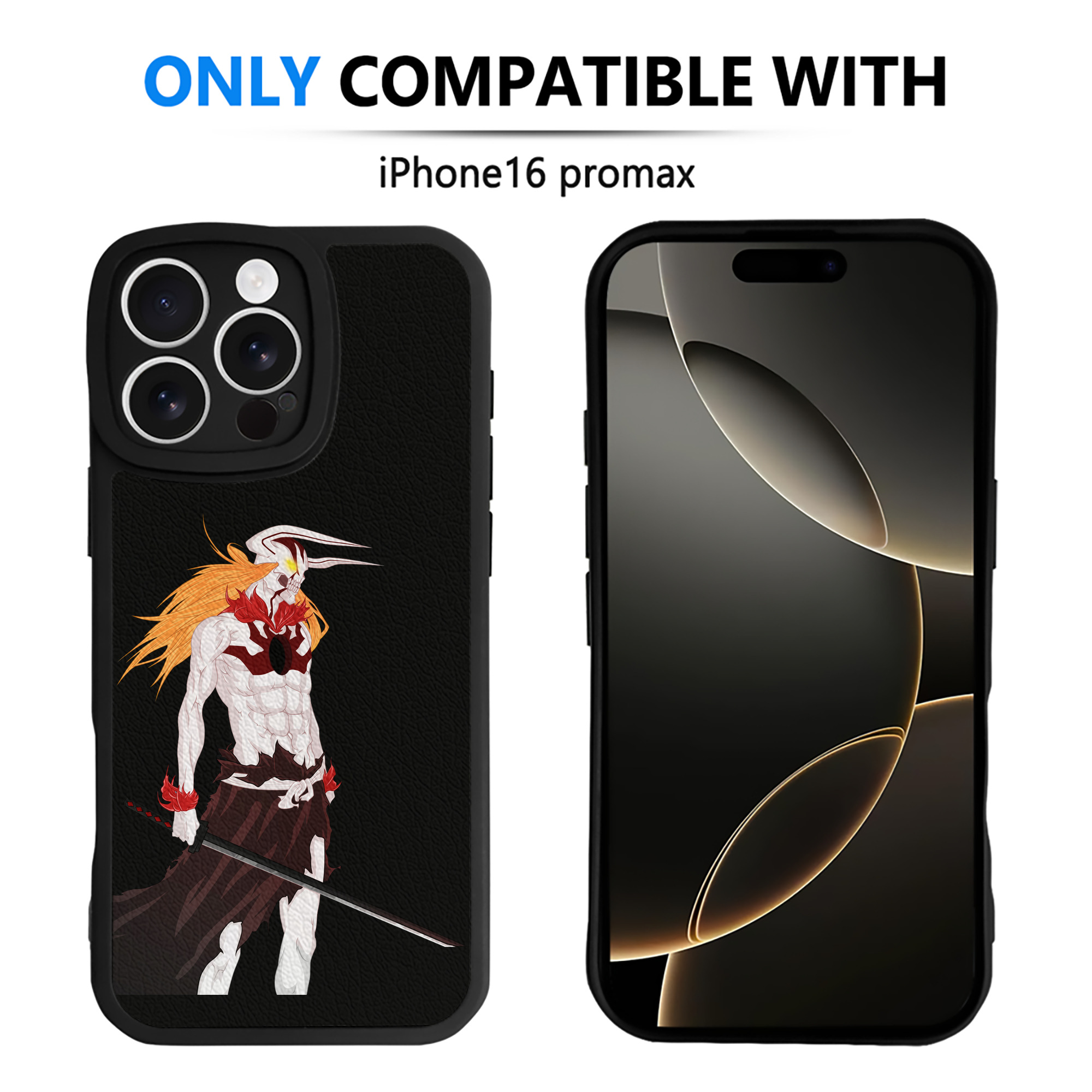（画像用） ブリーチ 黒崎一護（くろさき いちご）BLEACH Kurosaki Ichigo 【iPhone 16シリーズ対応】シリコンスマホケース（レザー調） 材質：シリコン